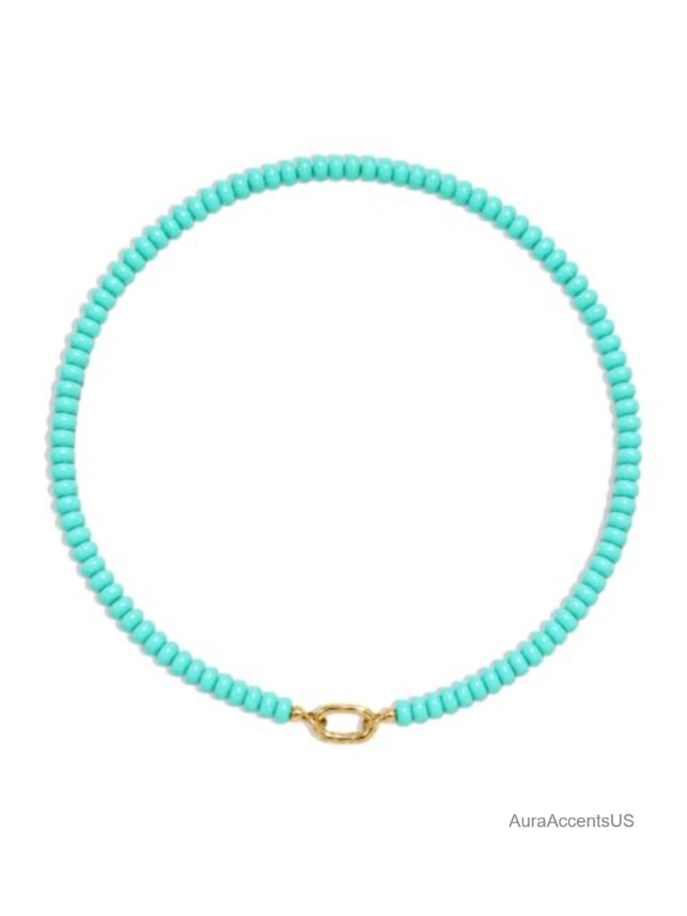 Beaded Choker Necklace 19-Inch Rondelle Flat Beads Boho Statement Jewelry